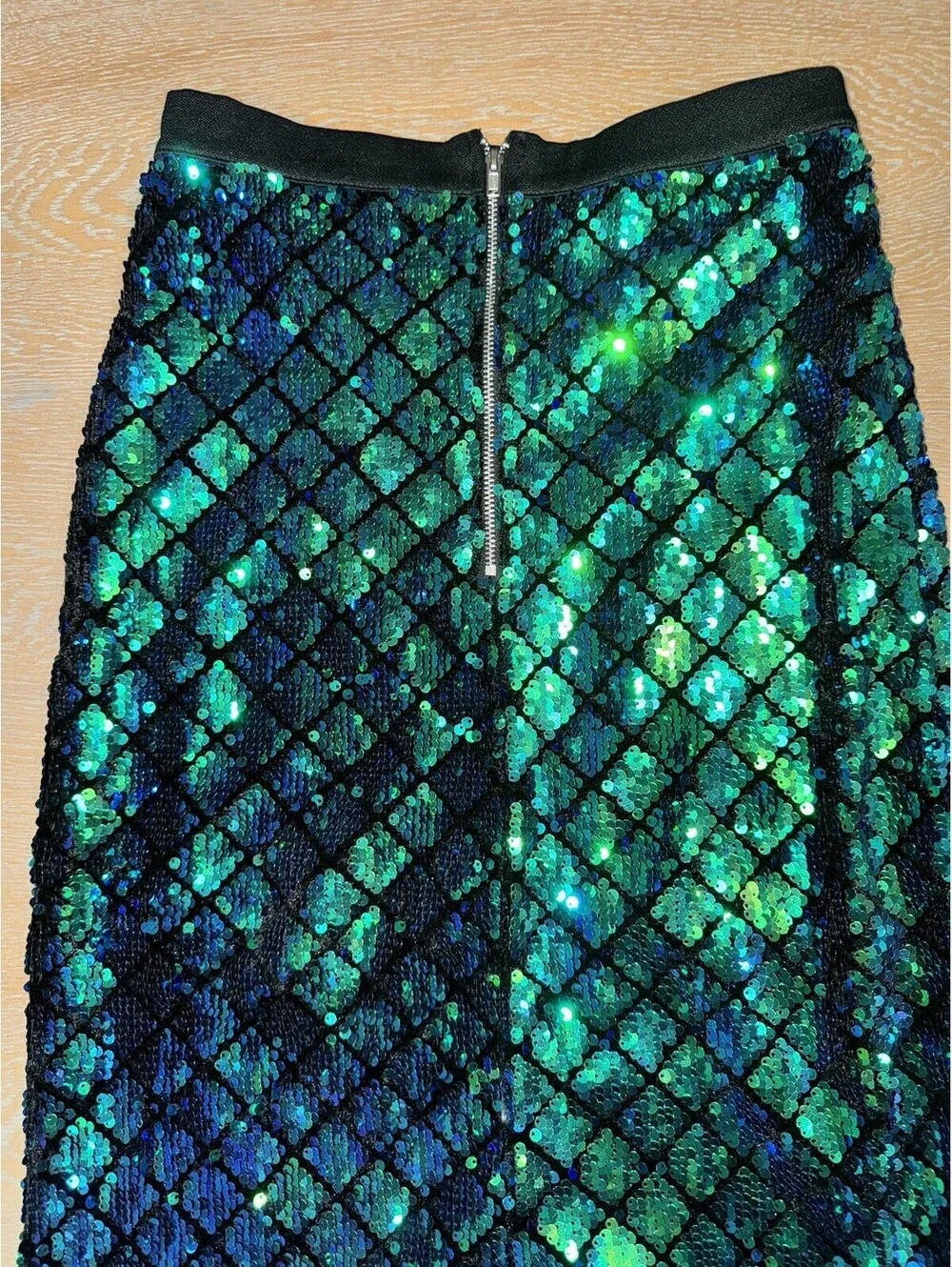 Rise of Dawn Blue and Green Sequin Maxi Skirt SIZE SMALL Mermaid